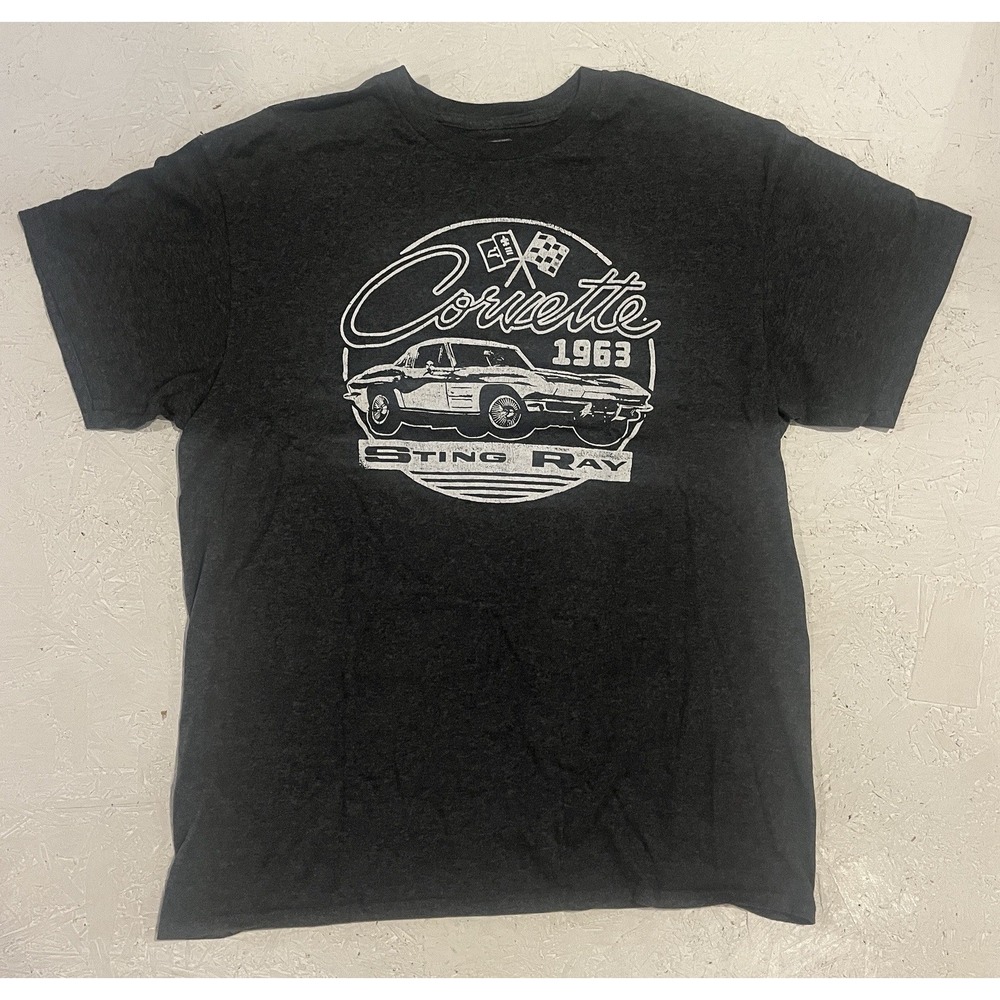 1963 Corvette GM Chevrolet‎ Sting Ray Car T Shirt Sz L Gray Unisex Retro